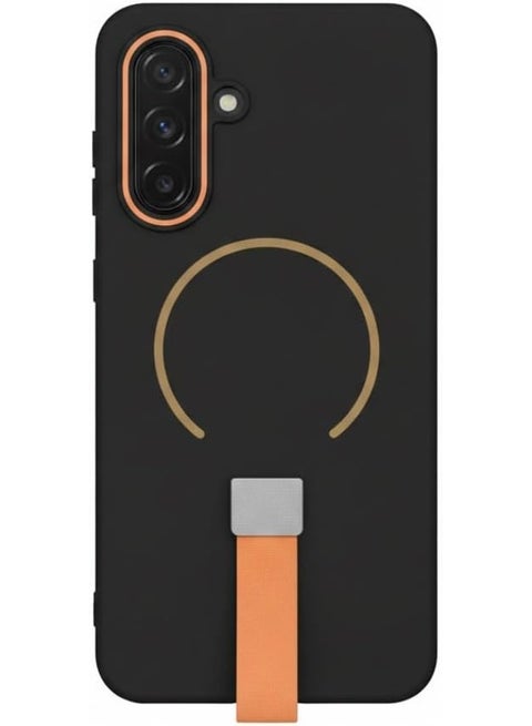 غطاء خلفي مغناطيسي ناعم غير لامع من مادة TPU لهاتف سامسونج A17 مع حزام سيليكون، غطاء خلفي من السيليكون الناعم لهاتف سامسونج A26، جراب مقاوم للصدمات (أسود)